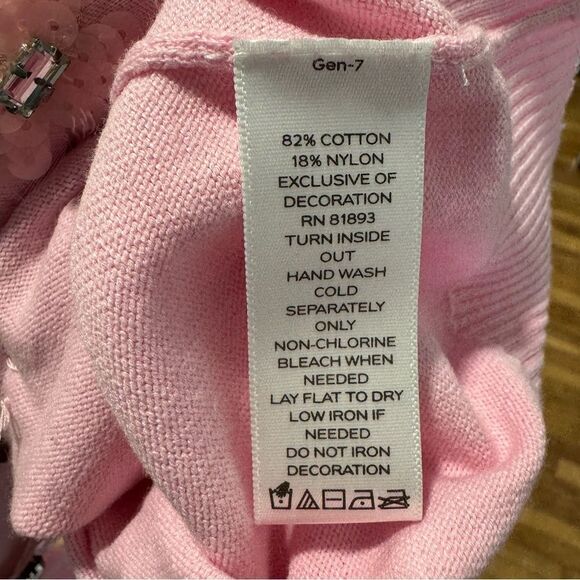 Izaac Mizrahi Pink Floral Beaded Sequin Cardigan Sweater - Picture 6 of 7